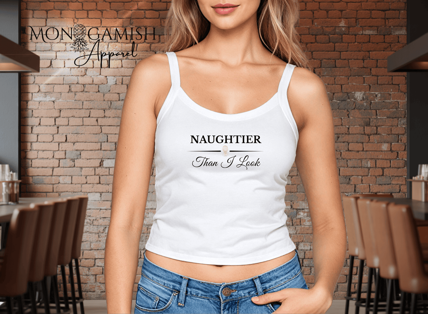Naughtier Than I Look Ladies Crop Tank