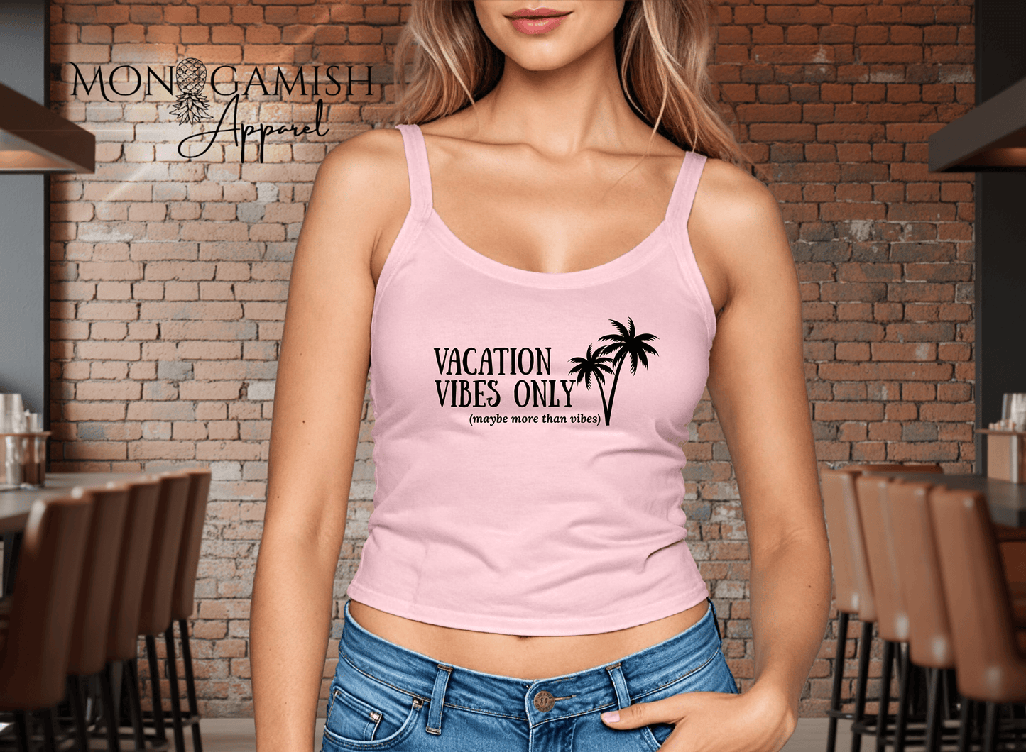Vacation Vibes Plus Some Ladies Crop Tank