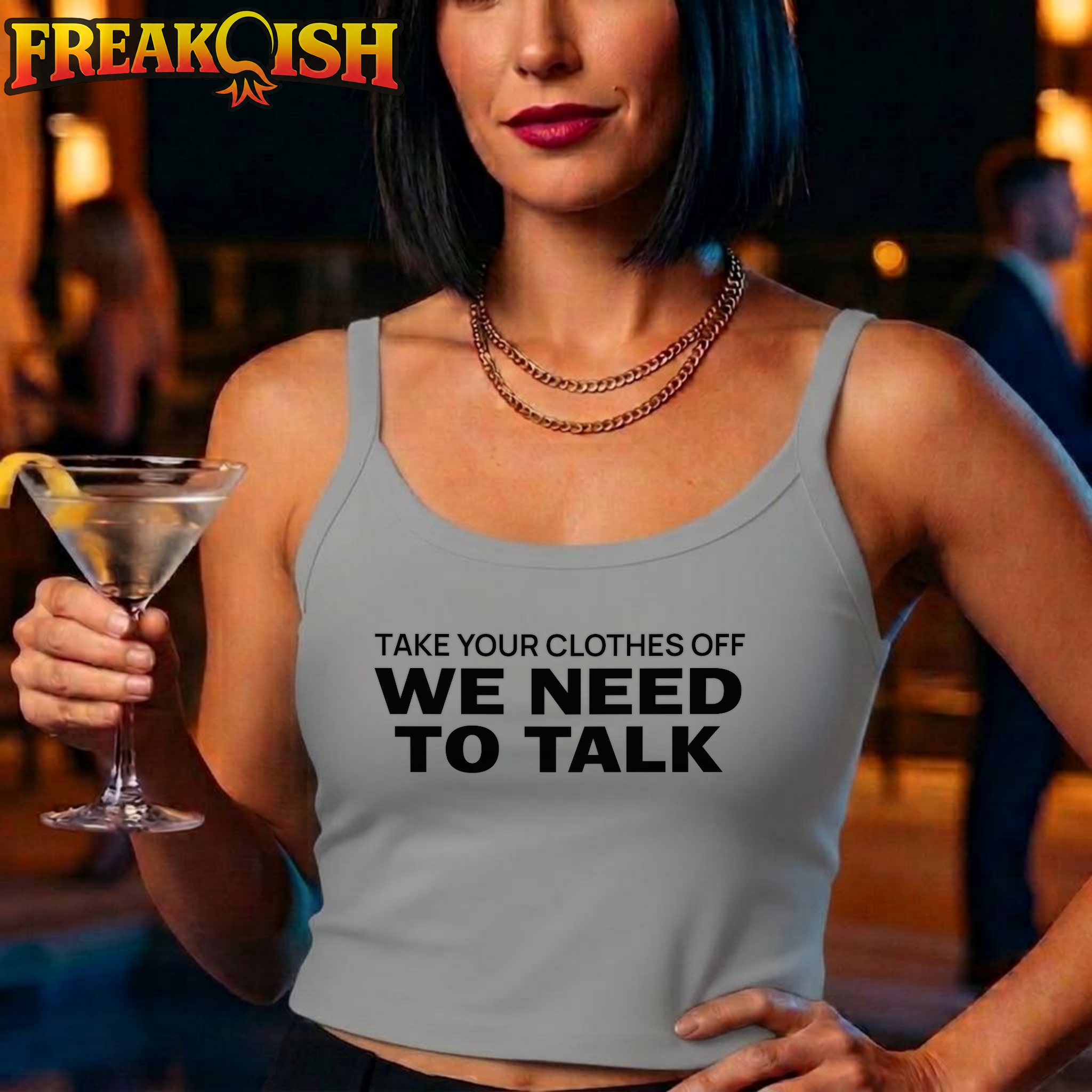 Take Your Clothes Off We Need To Talk Ladies Crop Tank | FREAK-ISH