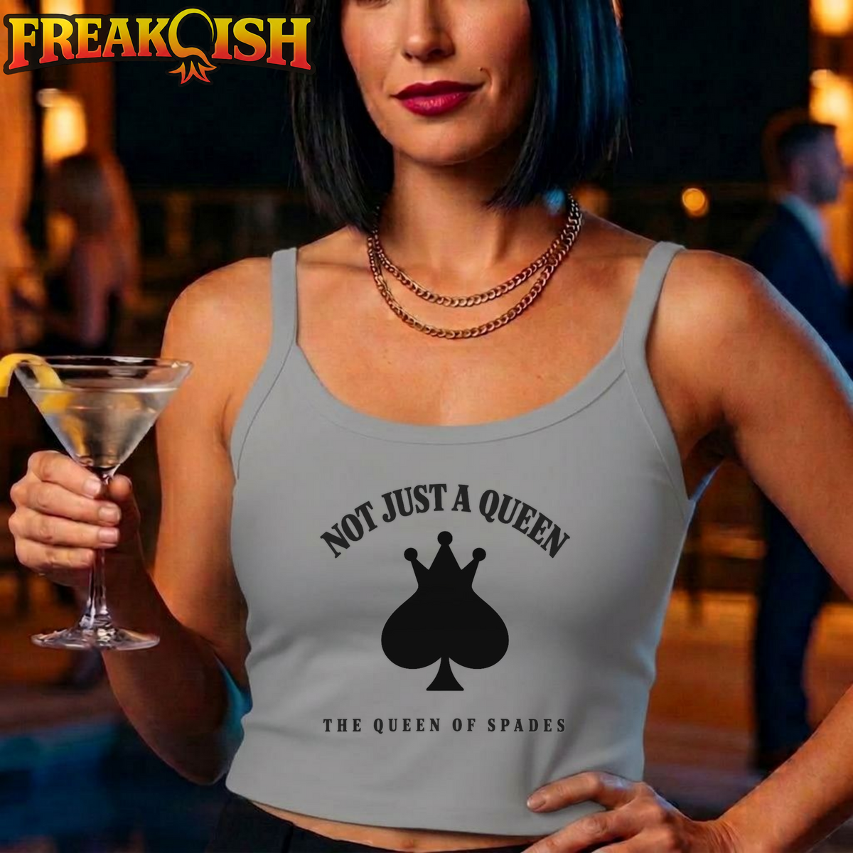 Not Just A Queen The Queen Of Spades Ladies Crop Tank | FREAK-ISH