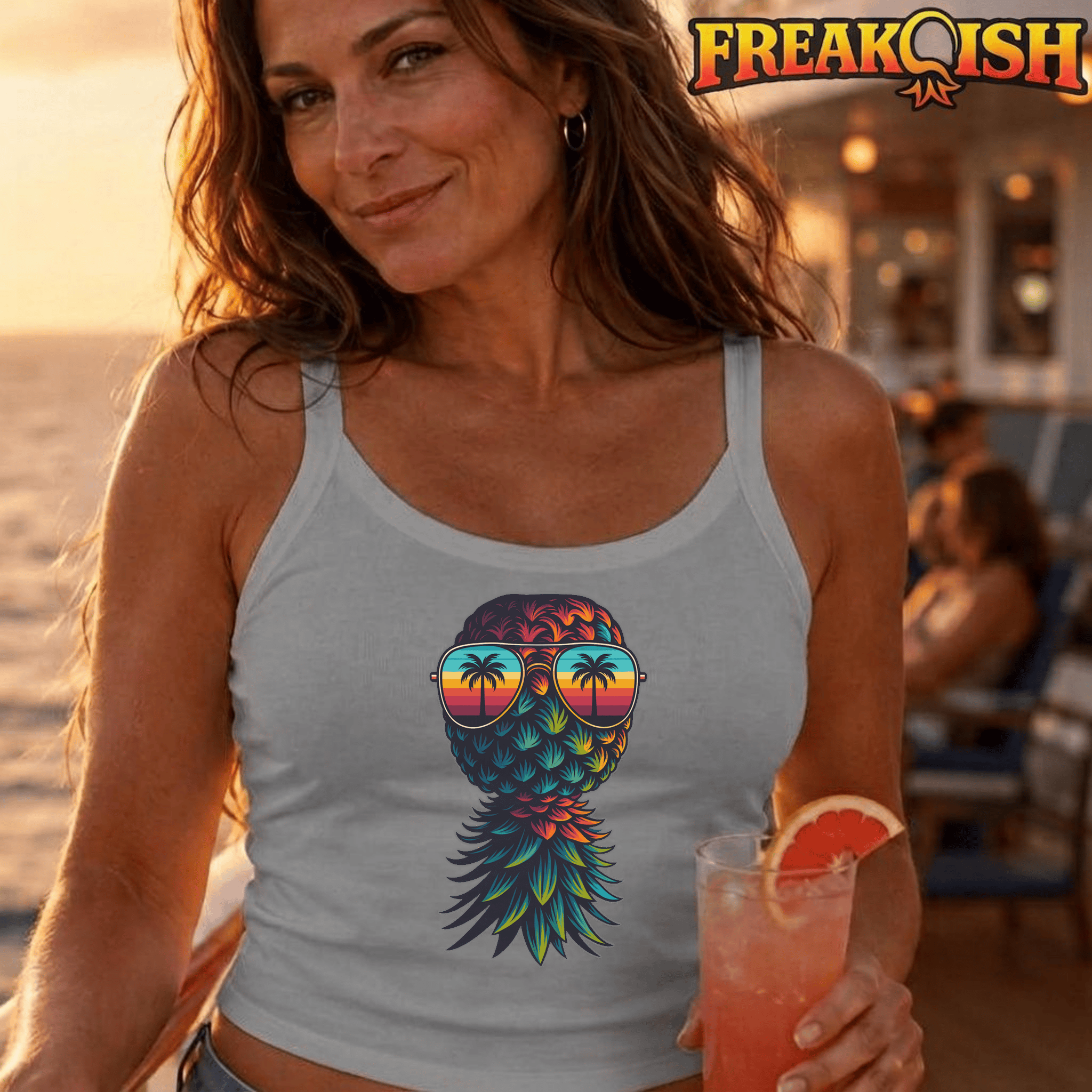 Tropicool Pineapple Ladies Crop Tank | FREAK-ISH
