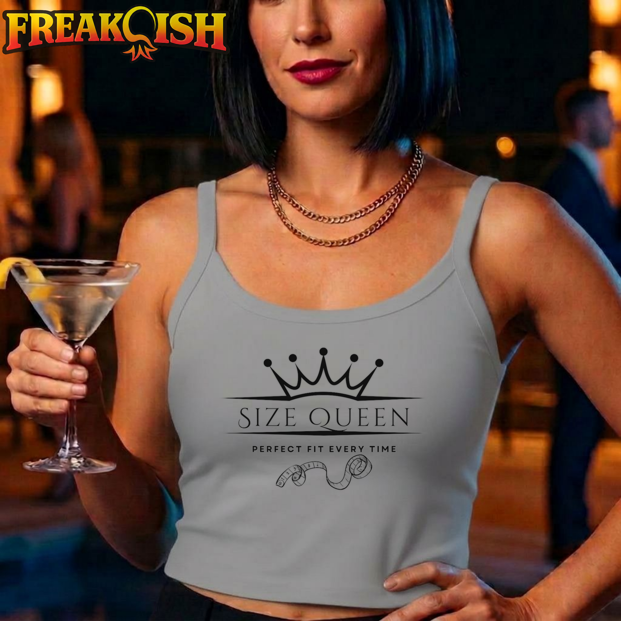 Size Queen Ladies Crop Tank | FREAK-ISH