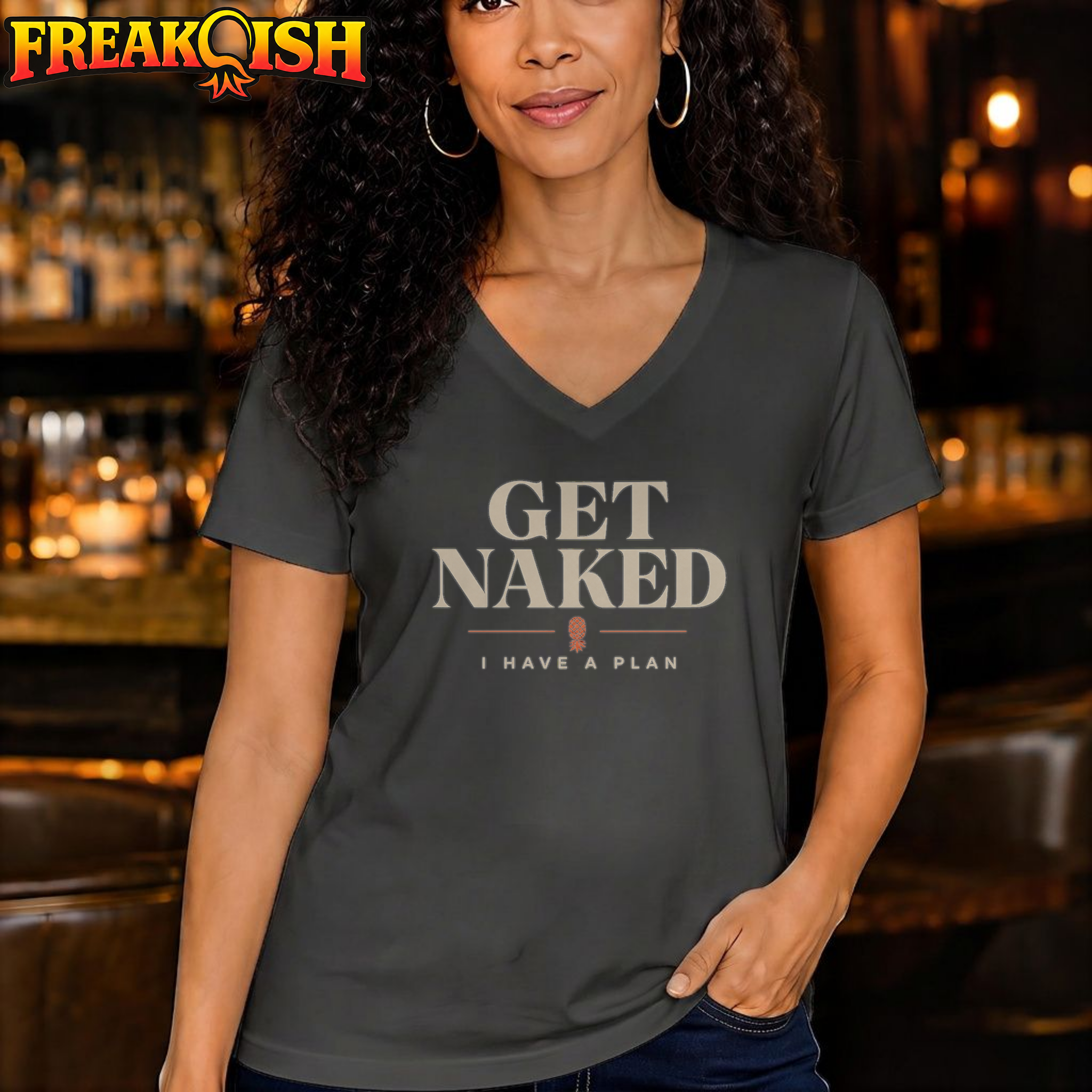 Get Naked I Have A Plan Relaxed V-Neck | FREAK-ISH