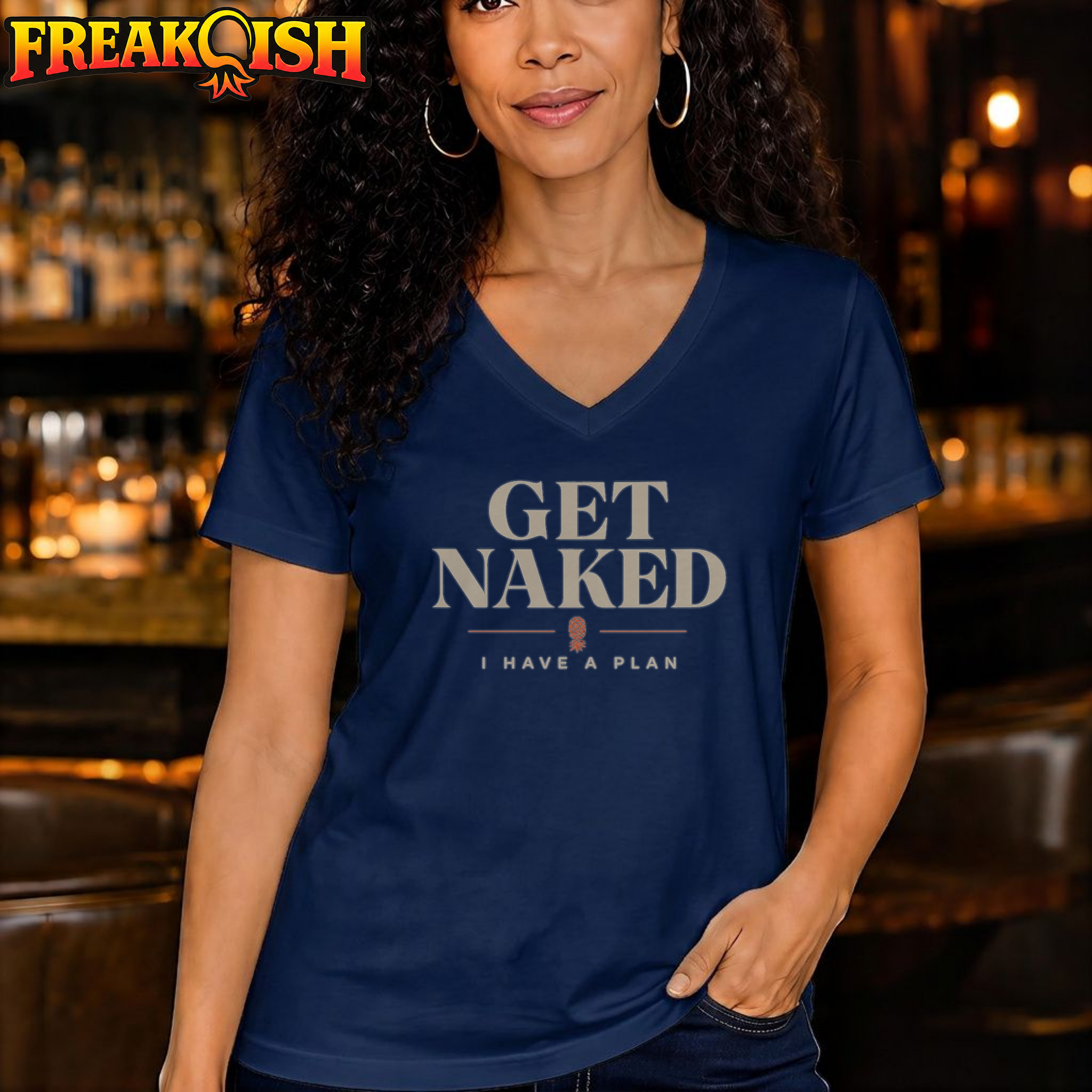 Get Naked I Have A Plan Relaxed V-Neck | FREAK-ISH