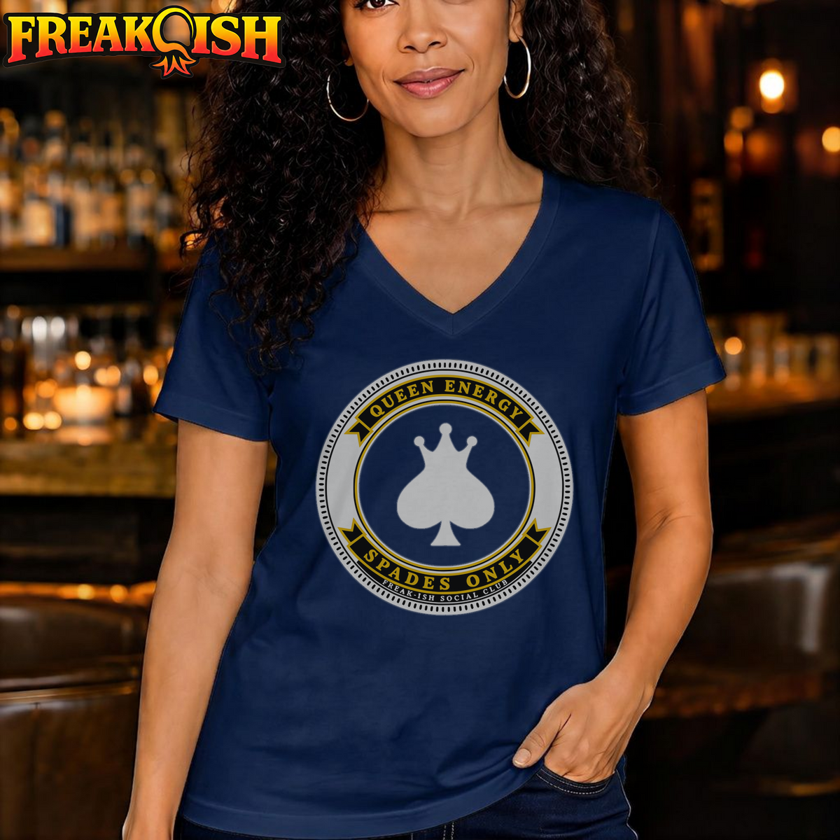 Queen Energy Spades Only Relaxed V-Neck | FREAK-ISH
