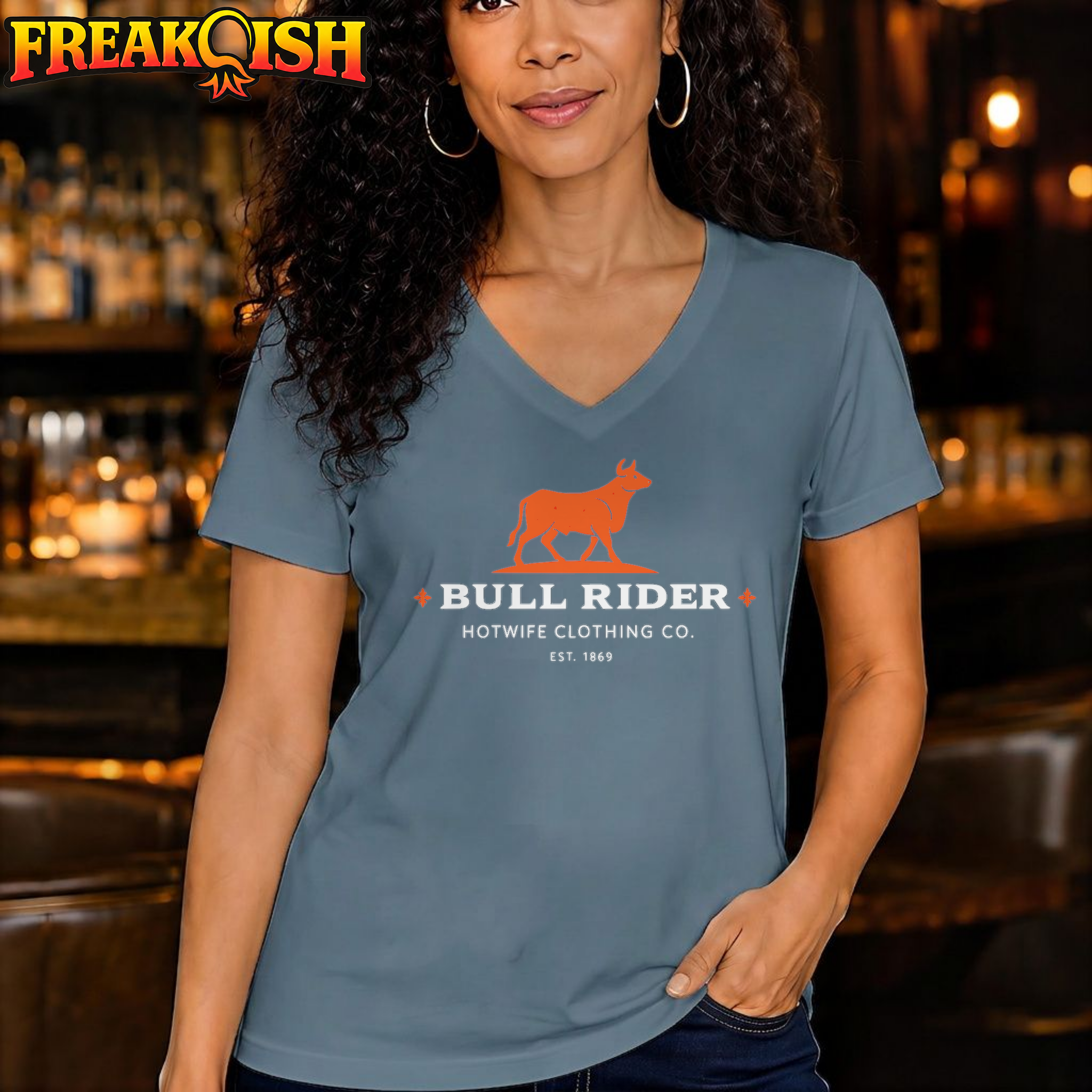 Bull Rider Relaxed V-Neck | FREAK-ISH