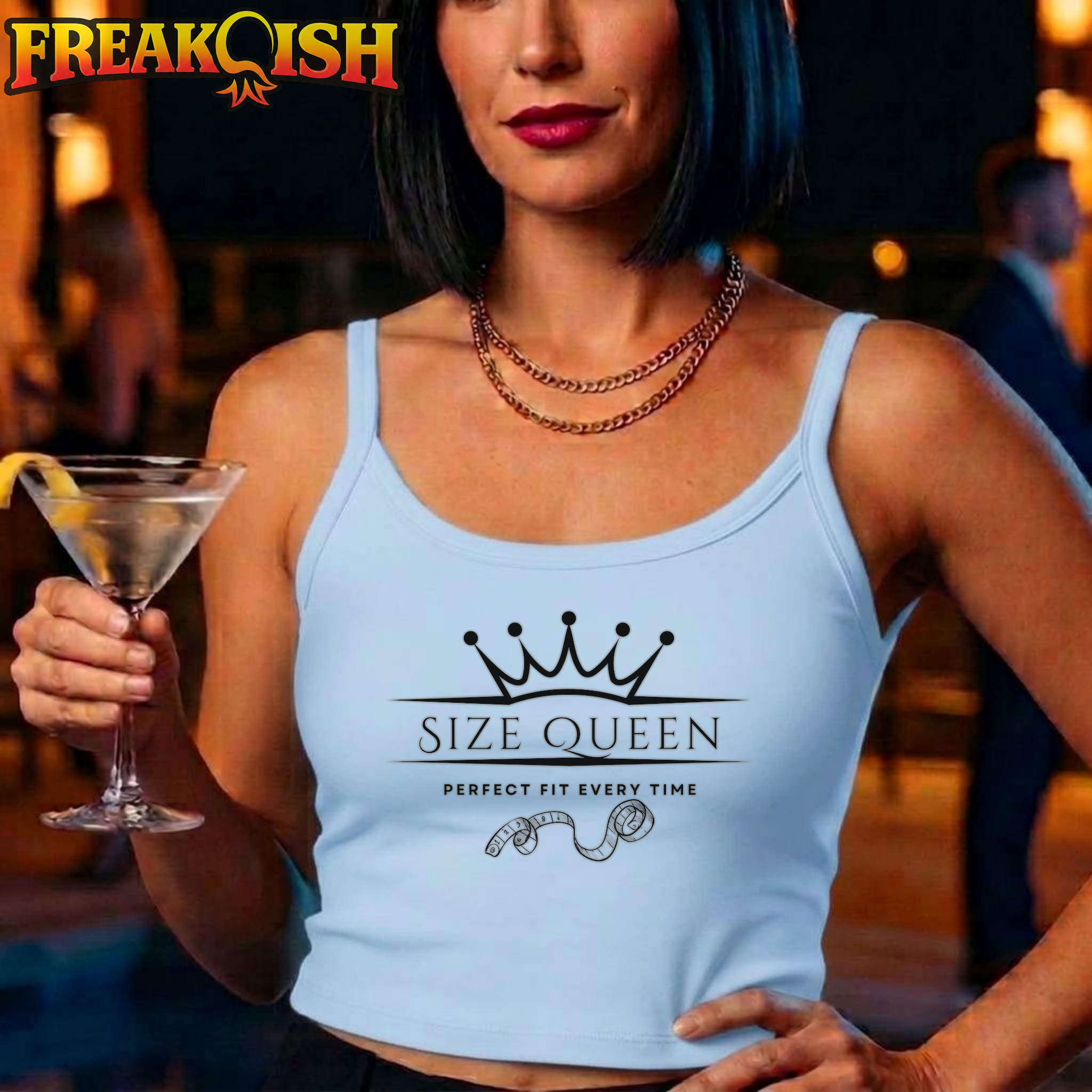 Size Queen Ladies Crop Tank | FREAK-ISH