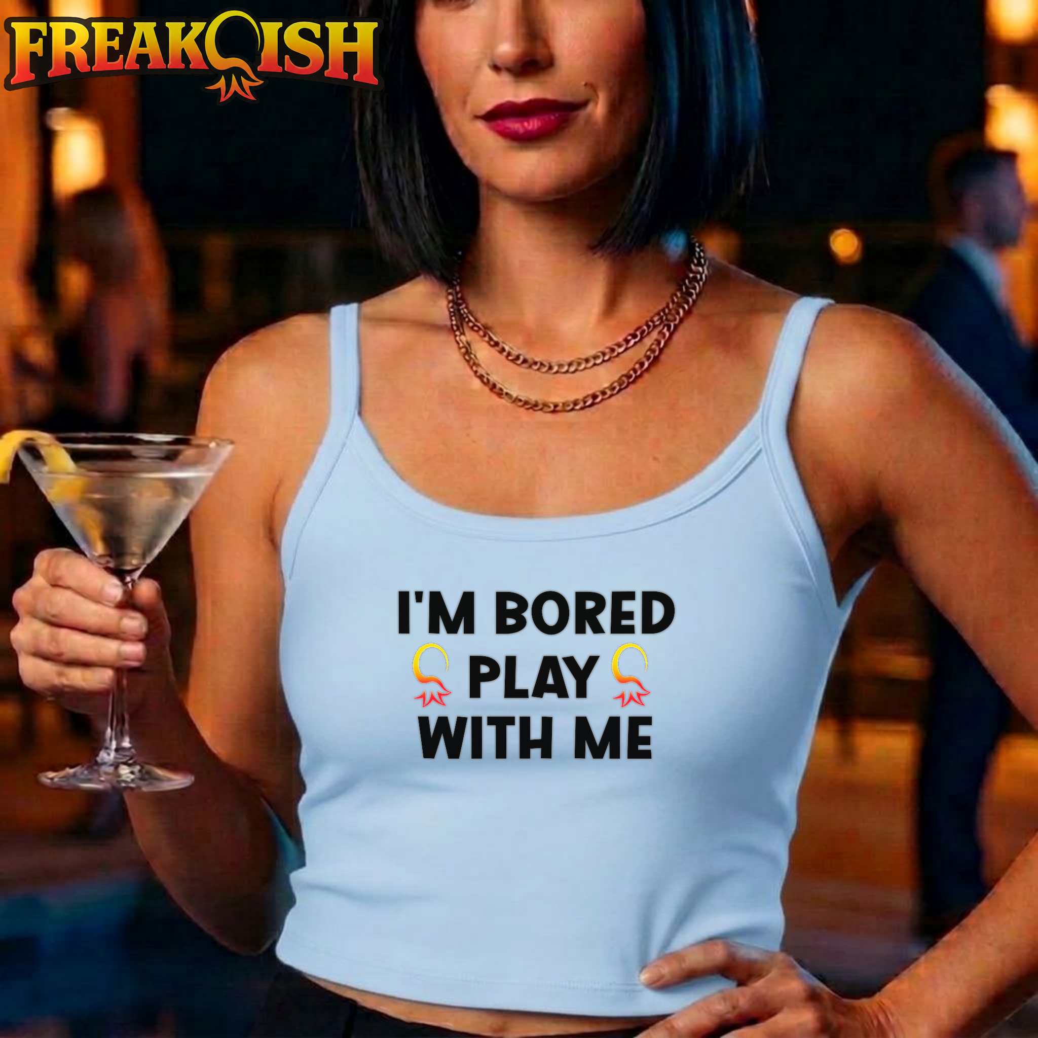 I'm Bored Play With Me Ladies Crop Tank | FREAK-ISH