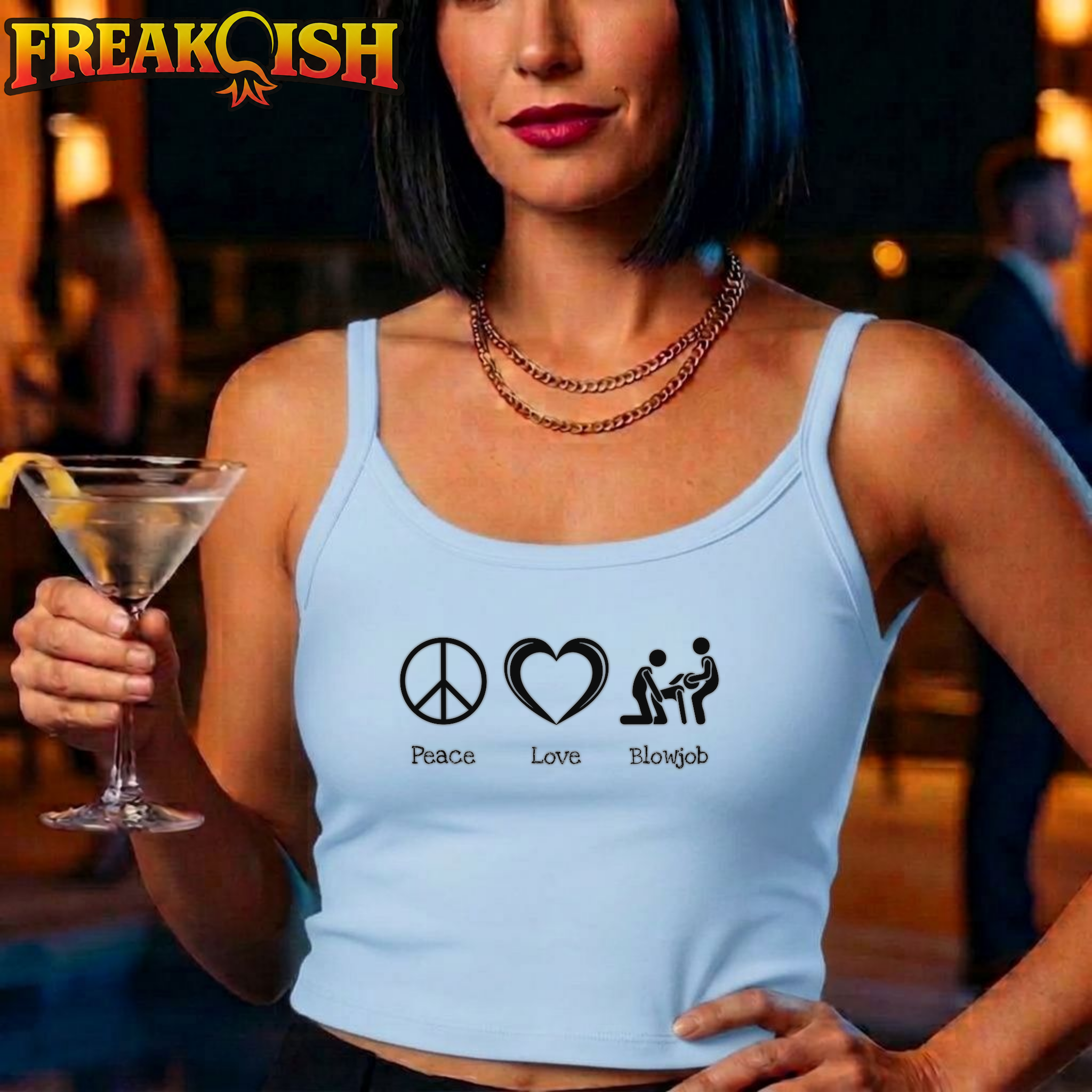 Peace Love Blowjob Ladies Crop Tank | FREAK-ISH