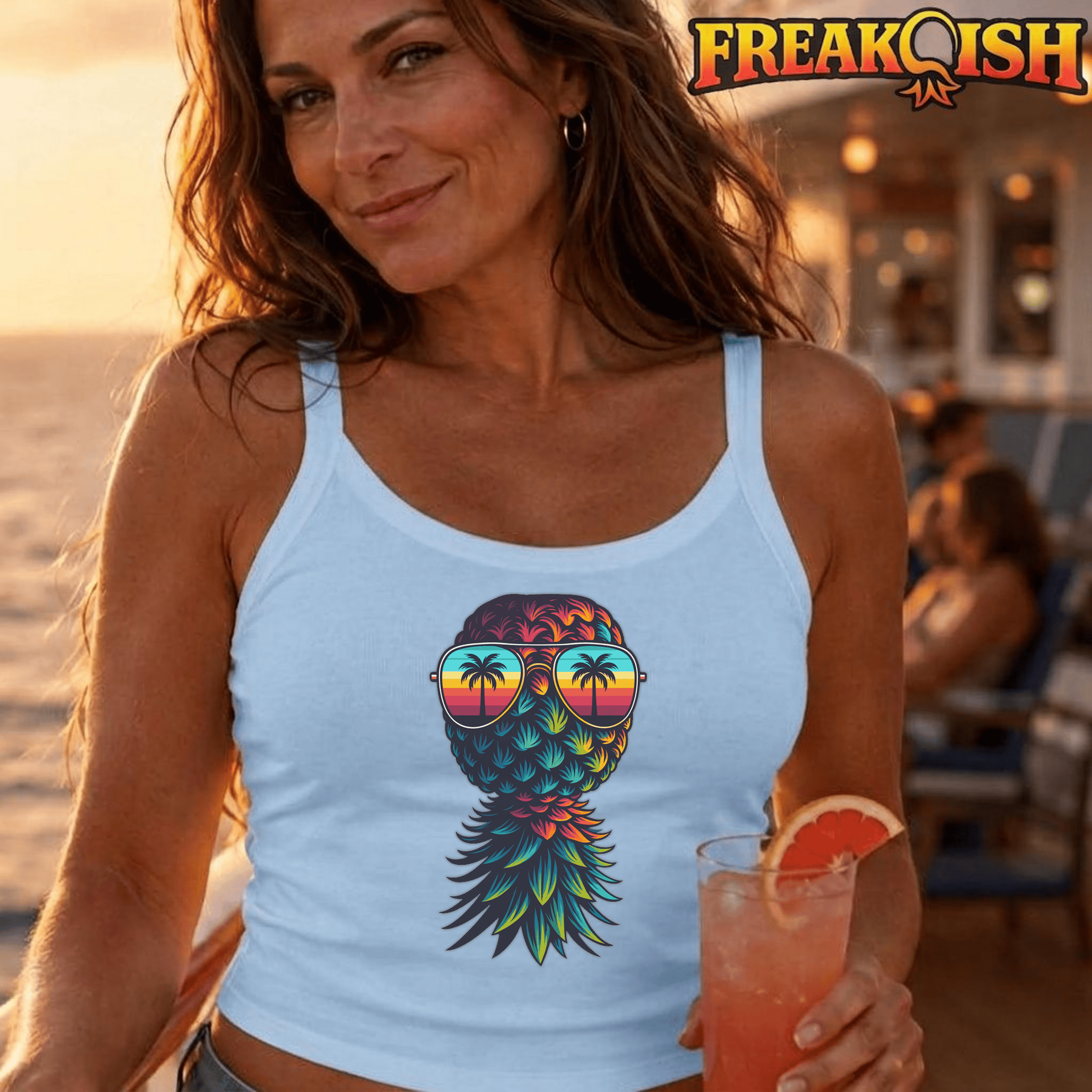 Tropicool Pineapple Ladies Crop Tank | FREAK-ISH