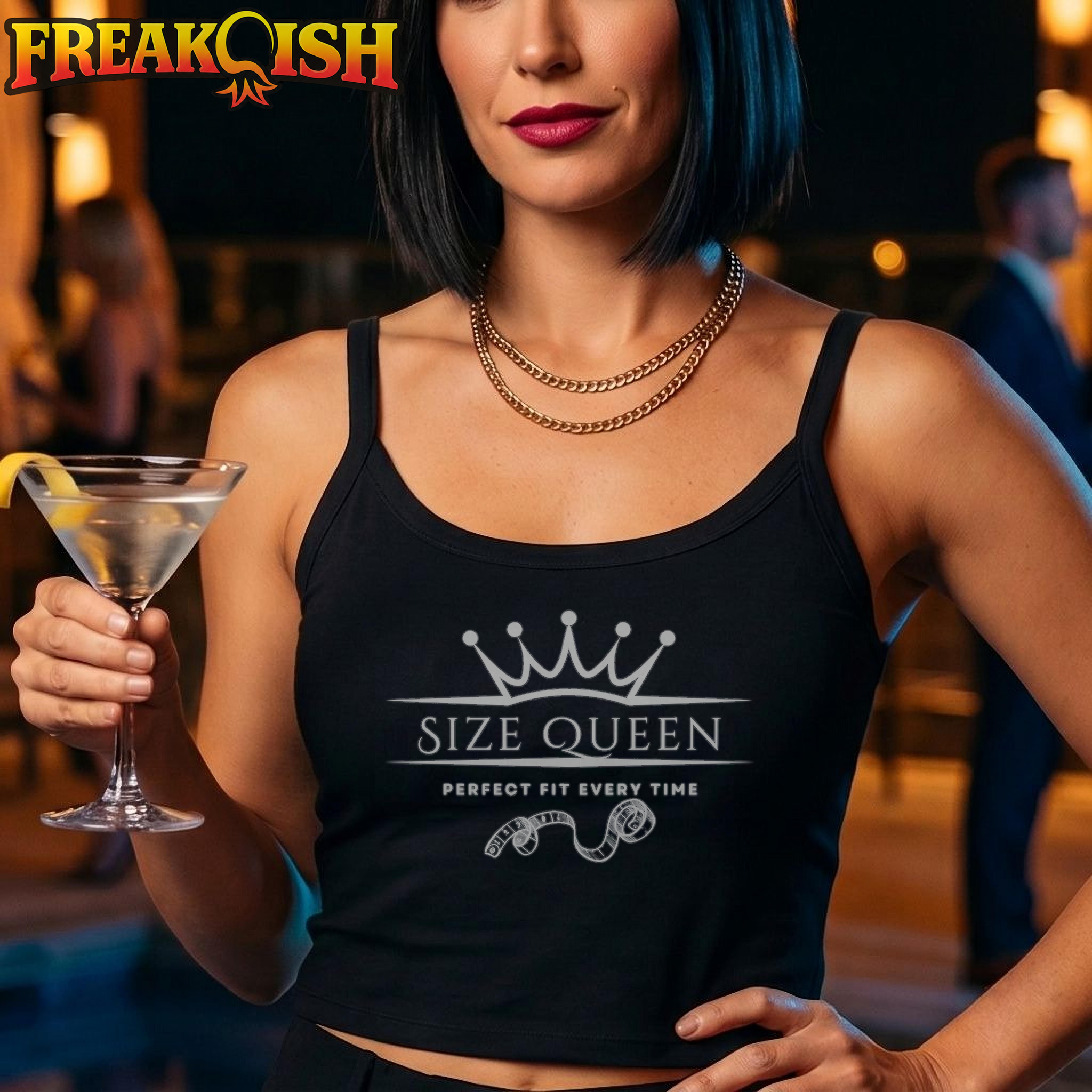 Size Queen Ladies Crop Tank | FREAK-ISH