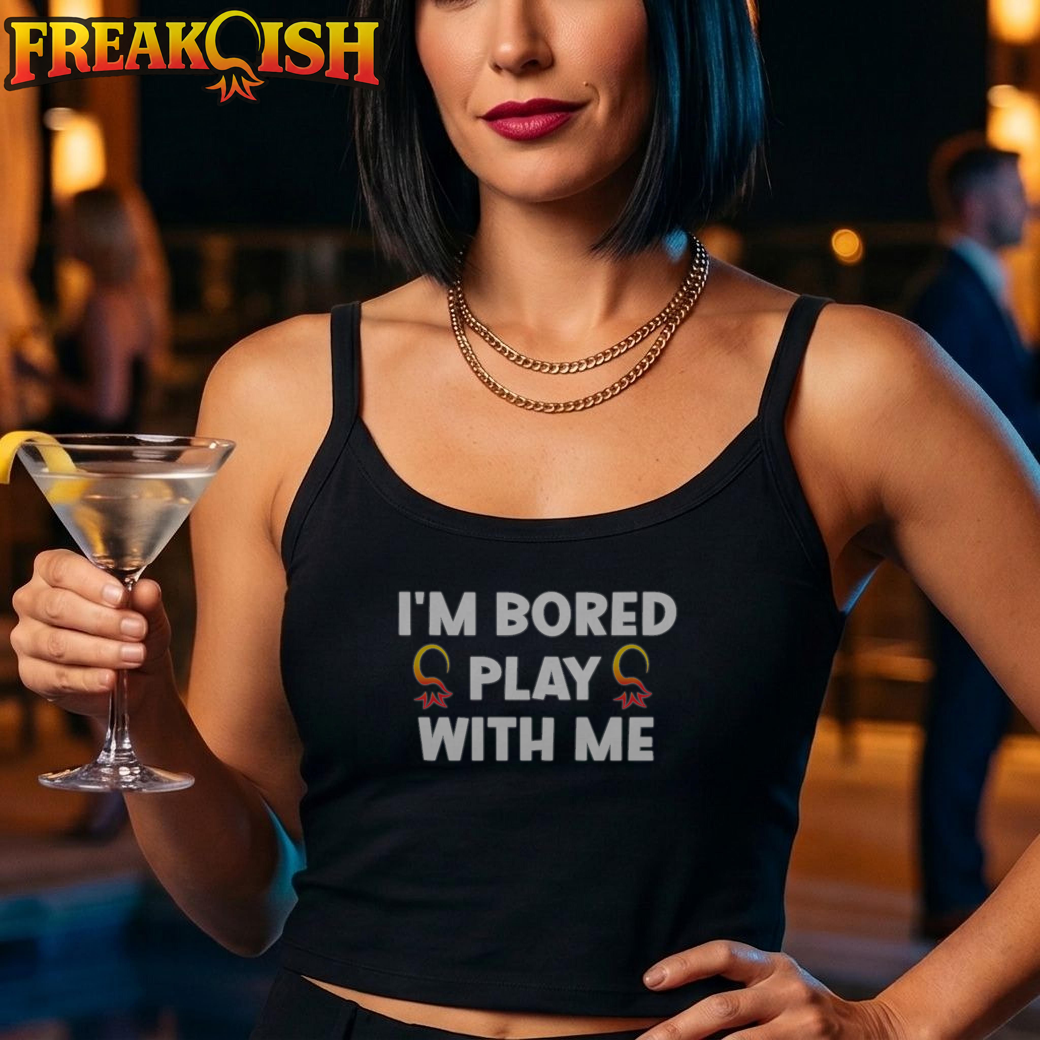 I'm Bored Play With Me Ladies Crop Tank | FREAK-ISH