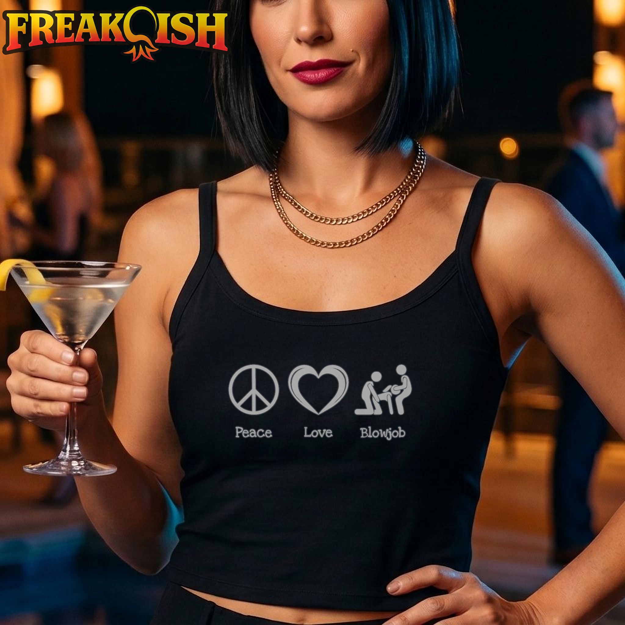 Peace Love Blowjob Ladies Crop Tank | FREAK-ISH