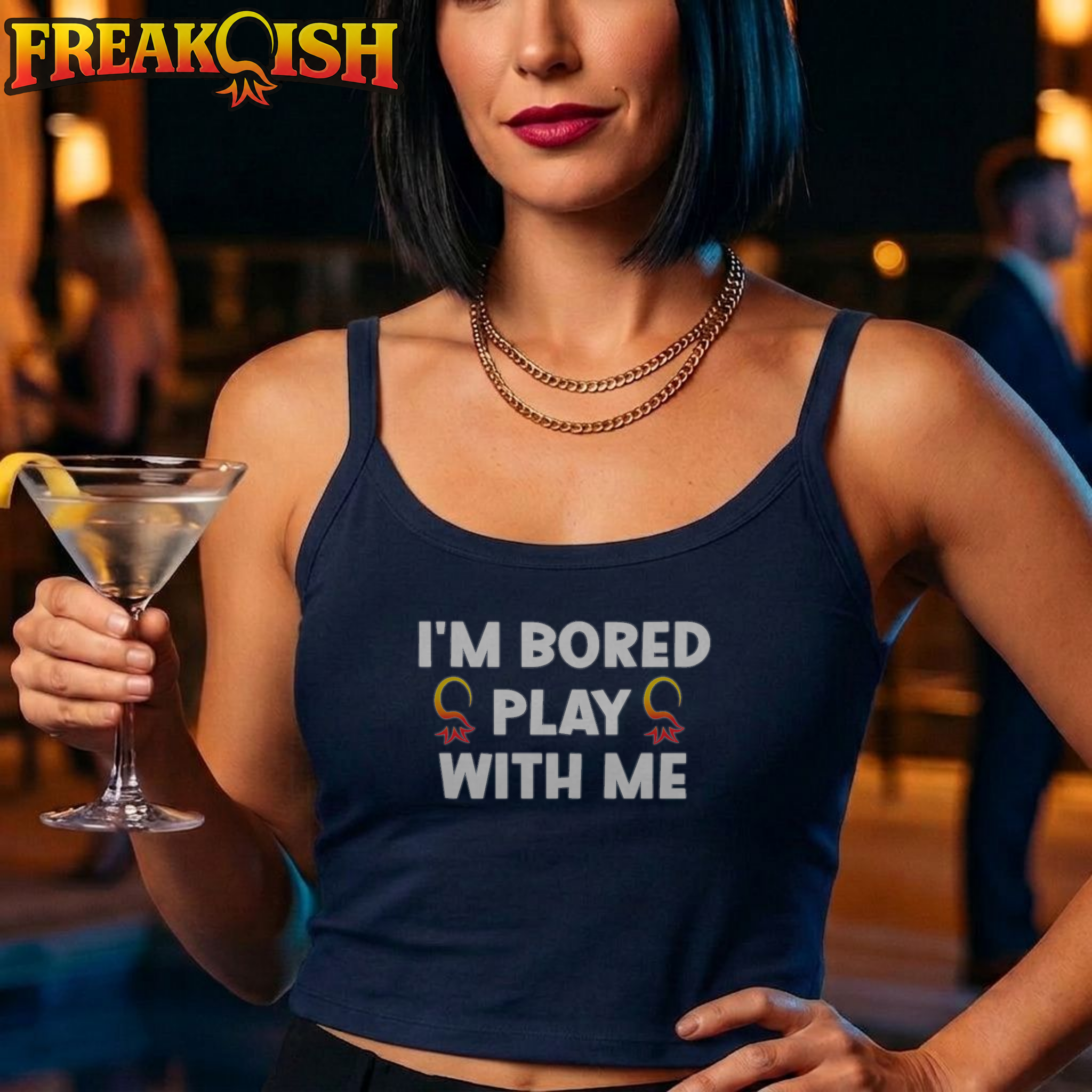 I'm Bored Play With Me Ladies Crop Tank | FREAK-ISH