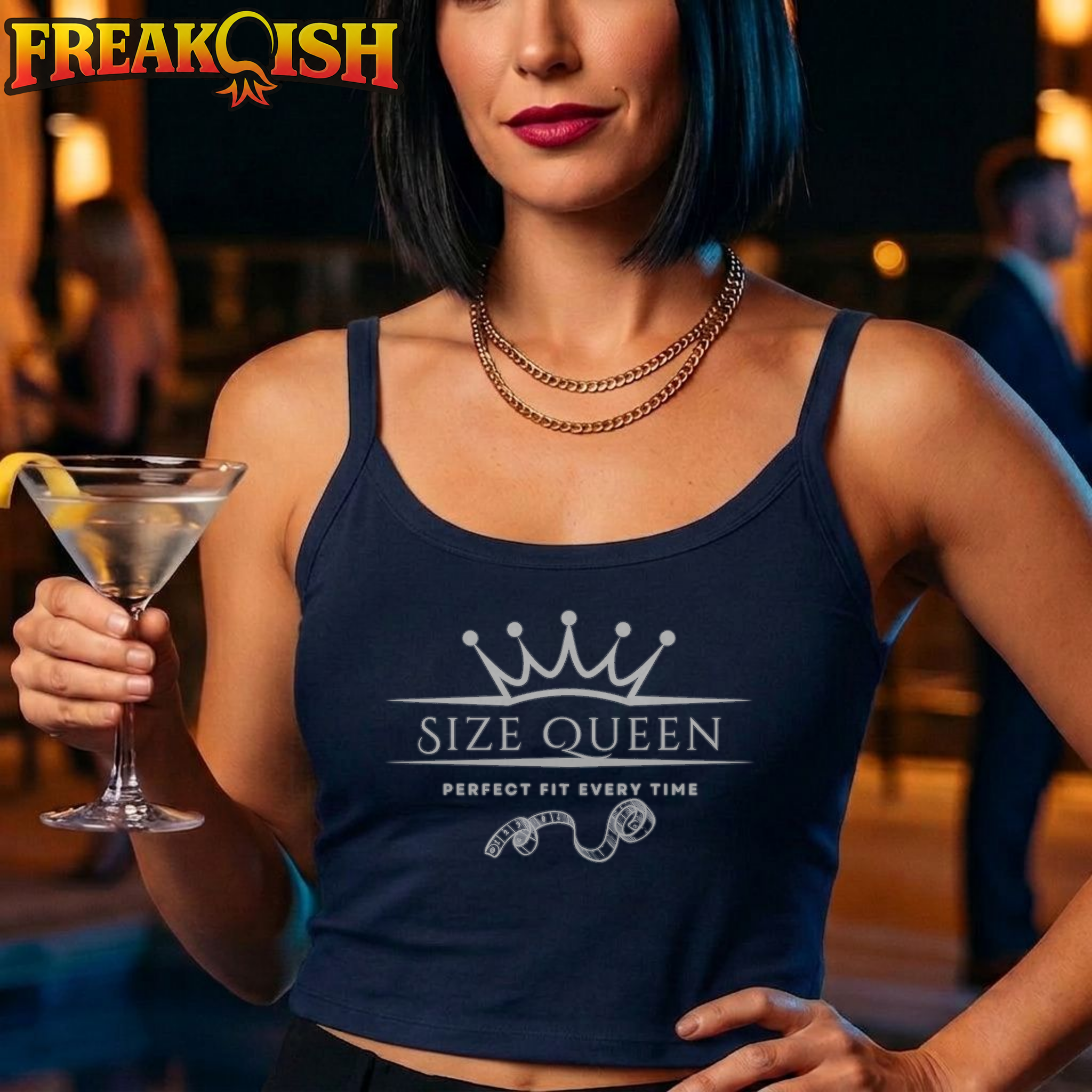 Size Queen Ladies Crop Tank | FREAK-ISH