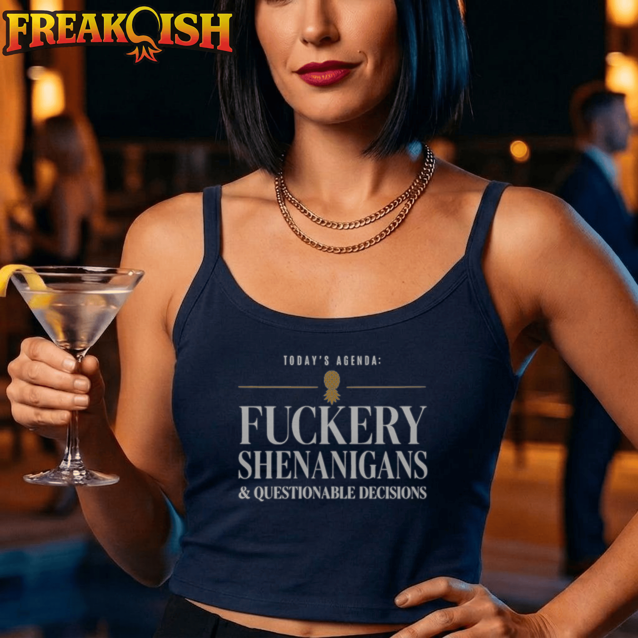 Today's Agenda F*ckery Shenanigans & Questionable Decisions Ladies Crop Tank | FREAK-ISH