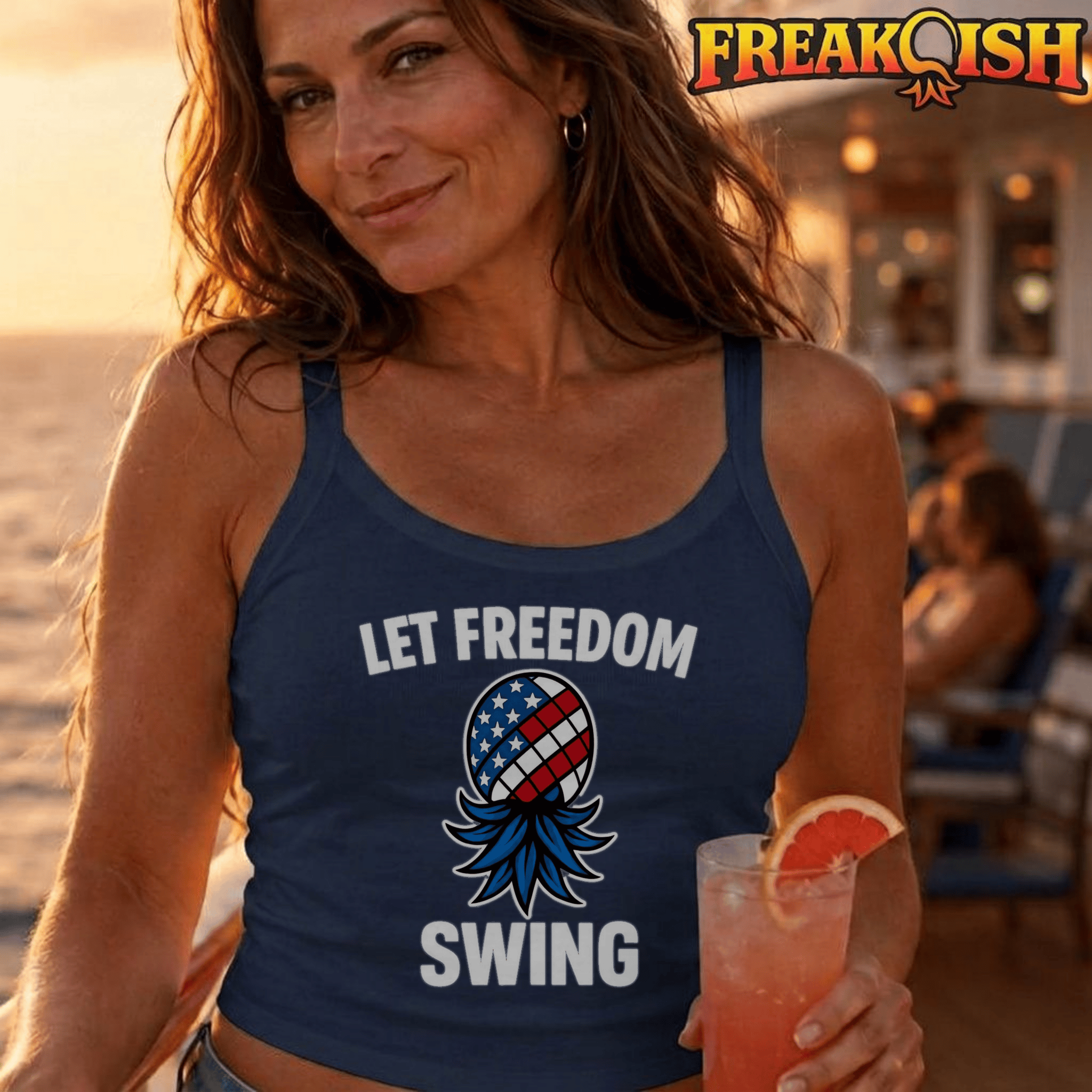 Let Freedom Swing Ladies Crop Tank | FREAK-ISH