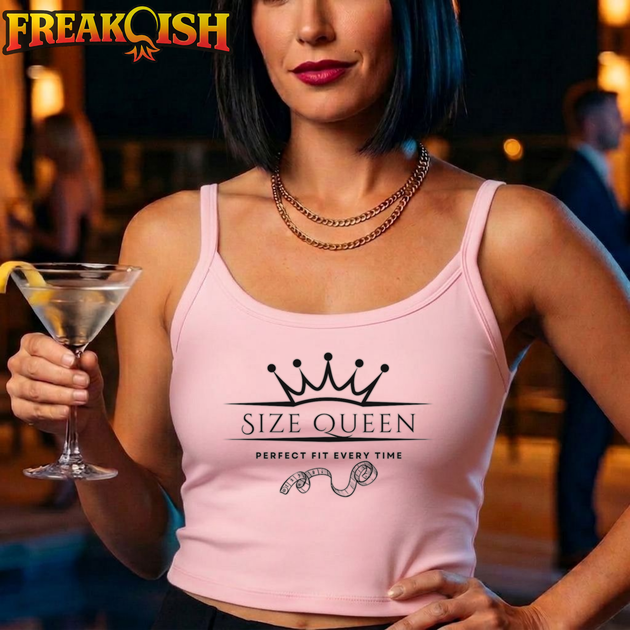 Size Queen Ladies Crop Tank | FREAK-ISH
