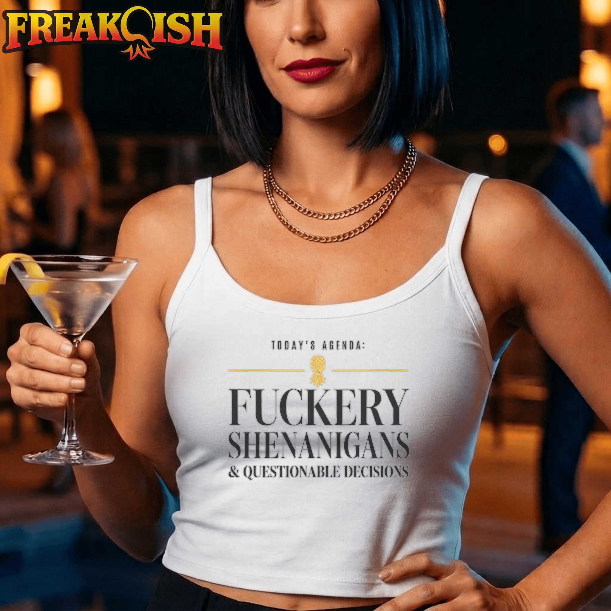 Today's Agenda F*ckery Shenanigans & Questionable Decisions Ladies Crop Tank | FREAK-ISH