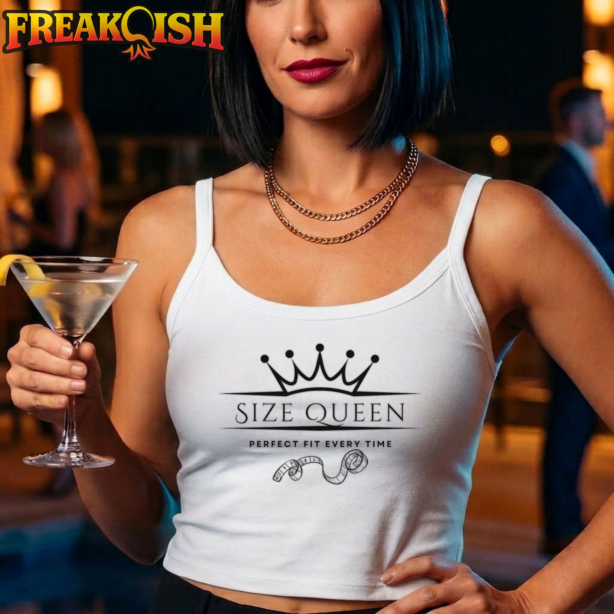 Size Queen Ladies Crop Tank | FREAK-ISH