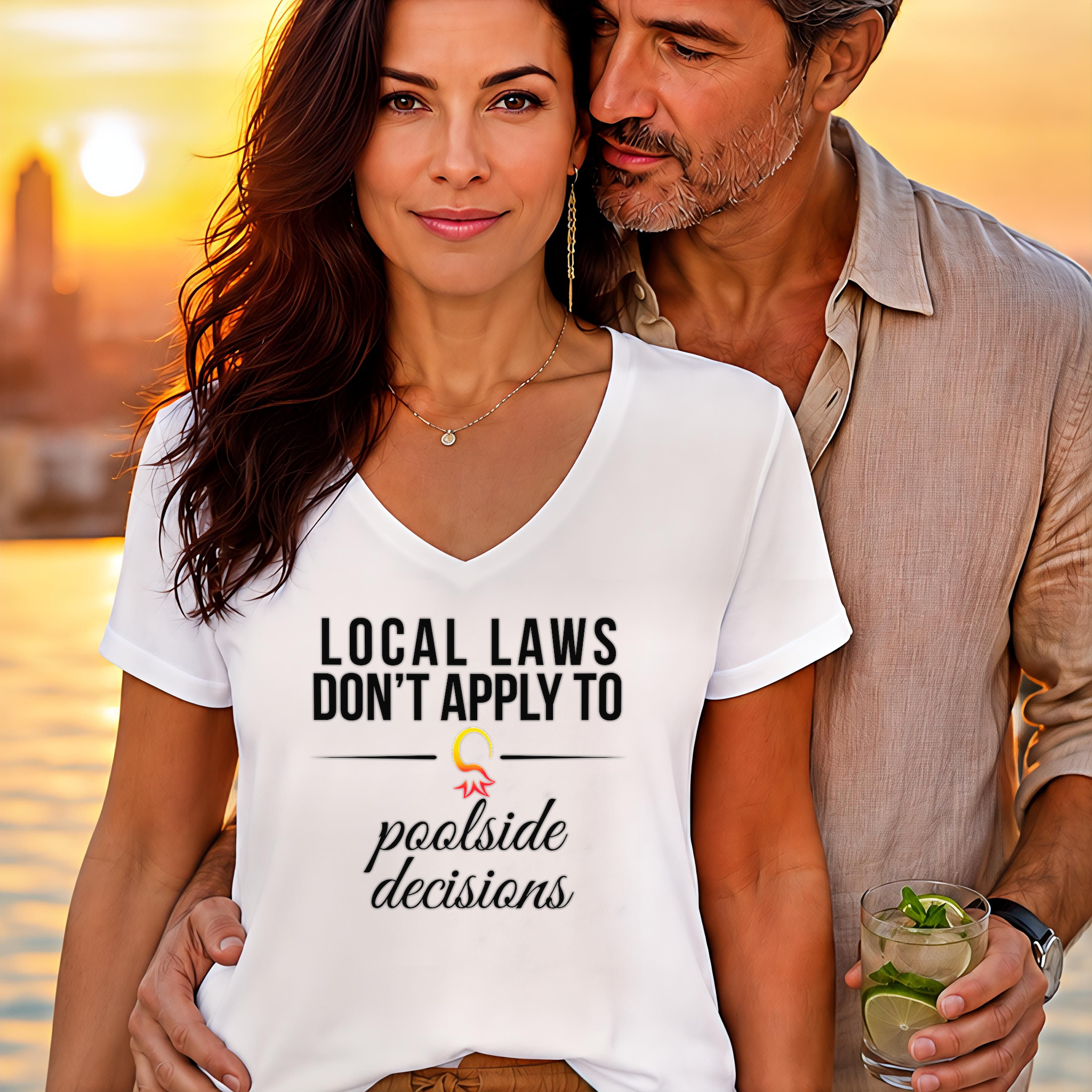 Local Laws vs Poolside Decisions Relaxed V-Neck | FREAK-ISH