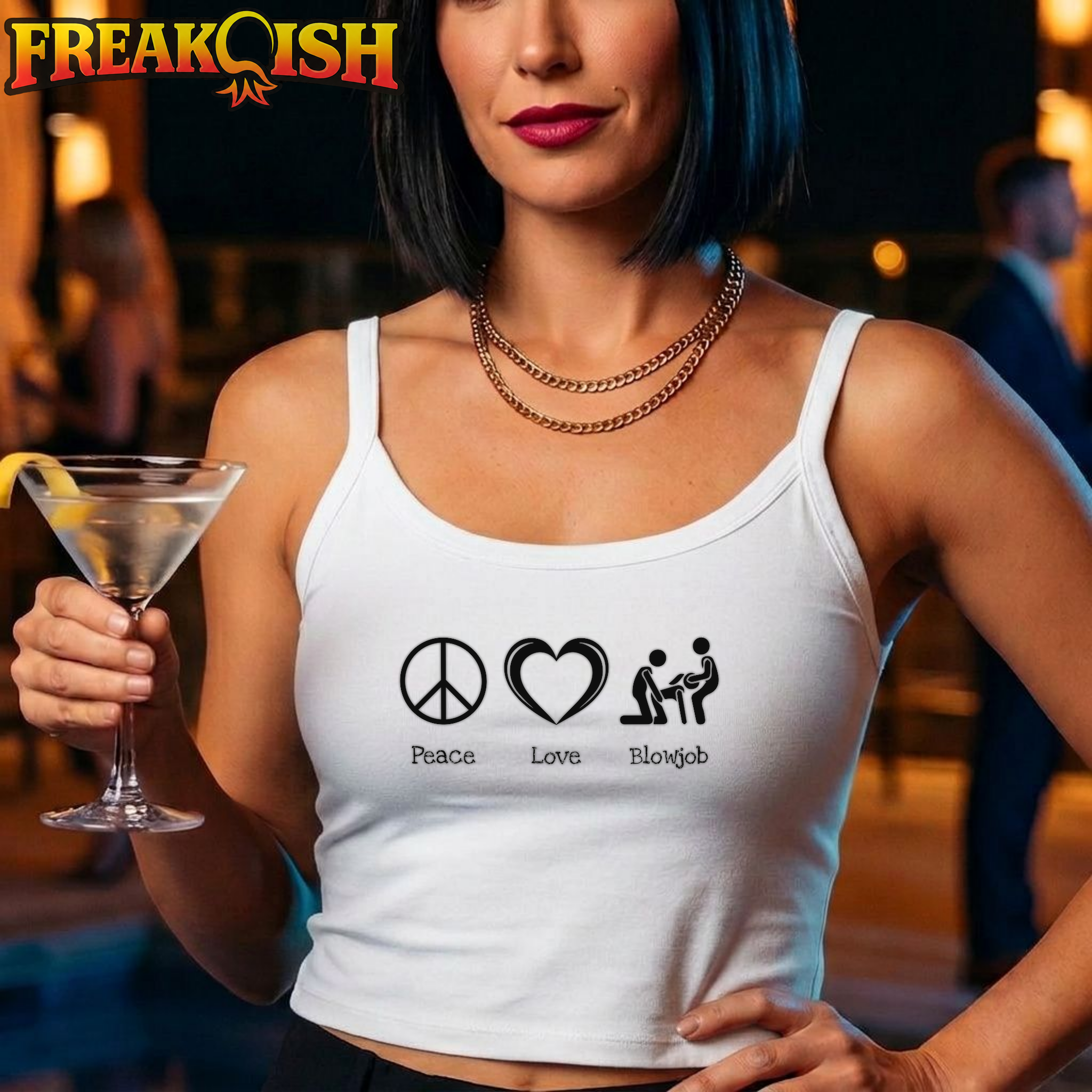 Peace Love Blowjob Ladies Crop Tank | FREAK-ISH